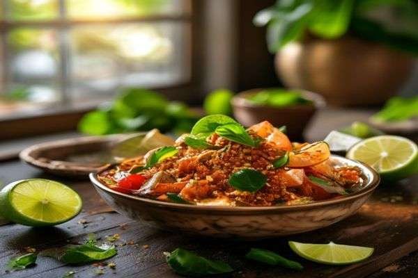 Chaat masala and lime being added