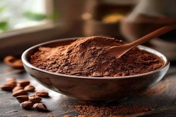 Cocoa powder and dry ingredients in a bowl