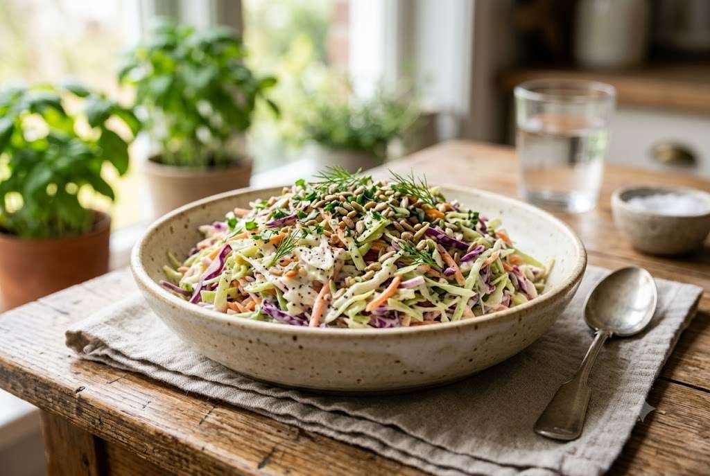 Creamy homemade coleslaw in a bowl