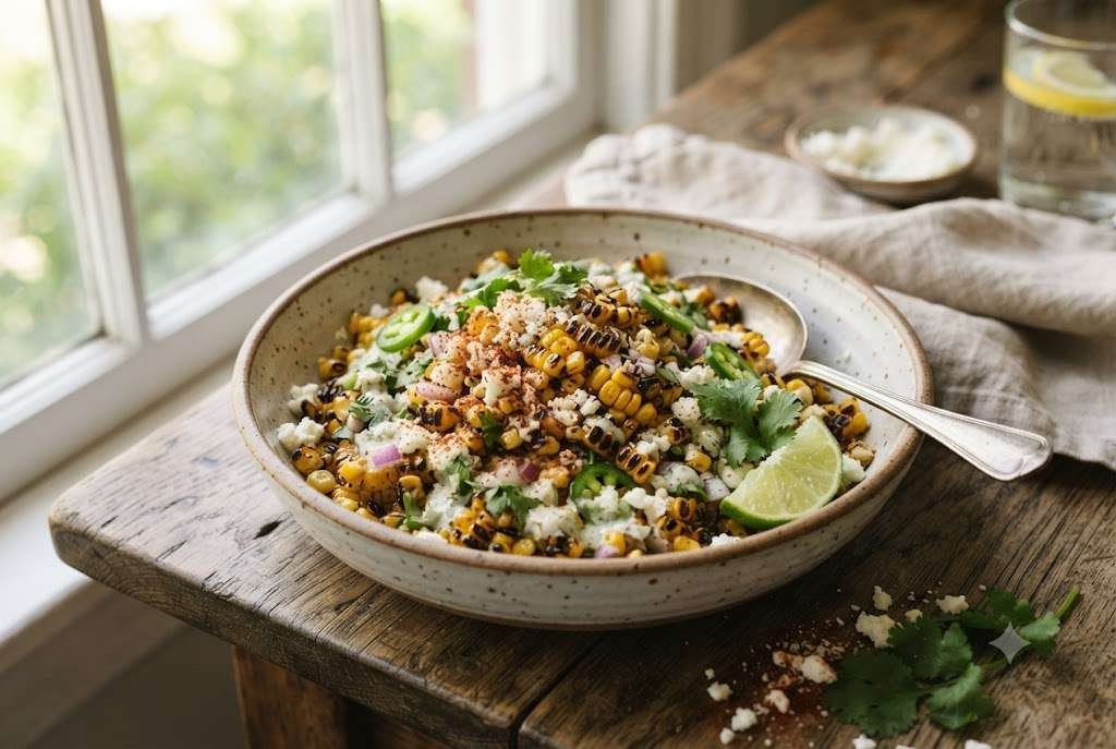 Charred corn and cotija salad