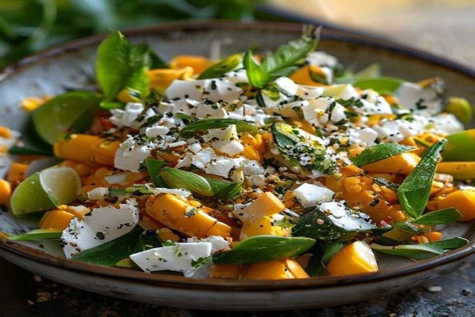 Charred corn salad with cotija cheese, lime and herbs