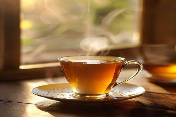 Earl grey tea steeping in warm milk