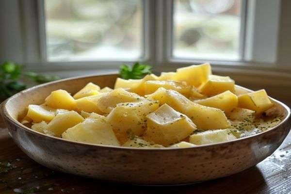 Mashing potatoes with butter