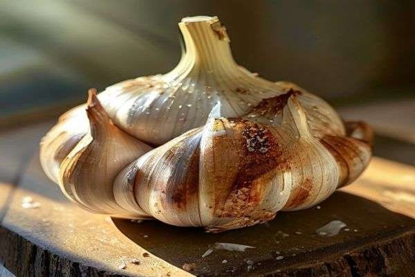 A roasted head of garlic