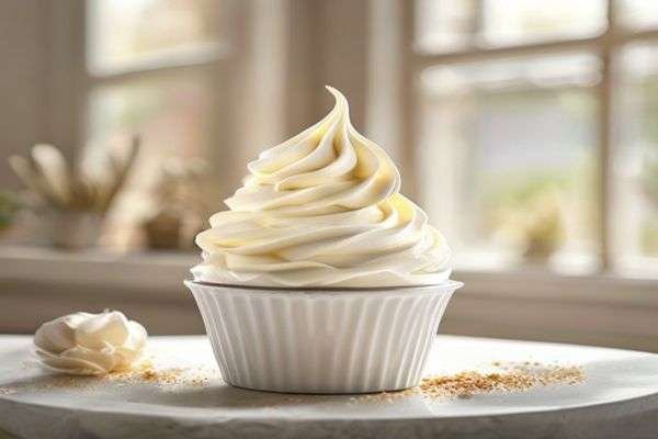 Silky vanilla buttercream being whipped